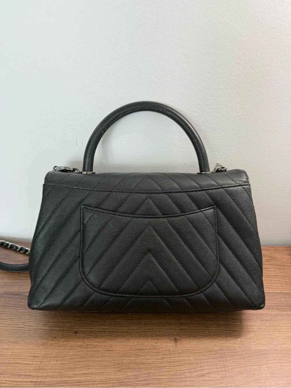 Chanel Caviar Chevron Quilted Small Coco Handle Flap Black (*price is firm*)